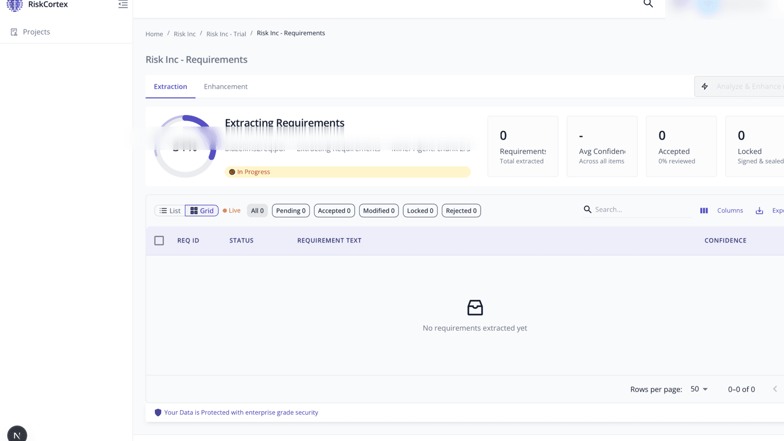 SpecLoom extraction in progress showing live confidence scoring